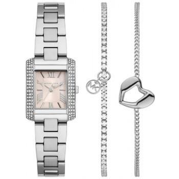 MICHAEL KORS Emery Crystals Gift Set - MK7514,  Silver case with Stainless Steel Bracelet