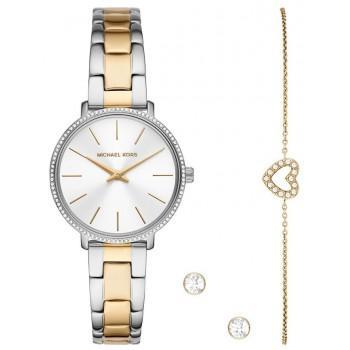 MICHAEL KORS Pyper Crystals Gift Set - MK1041,  Silver case with Stainless Steel Bracelet
