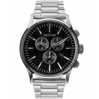 NIXON Sentry Chronograph - A386-000-00  Silver case  with Stainless Steel Bracelet