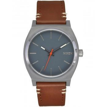 NIXON Time Teller - A1373-5195-00 , Anthracite case  with Brown Leather Strap