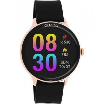 OOZOO Smartwatch - Q00133,  Rose Gold case with Black Rubber Strap