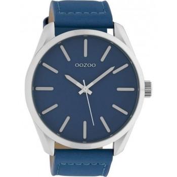 OOZOO Timepieces - C10321, Silver case with Blue Leather Strap 