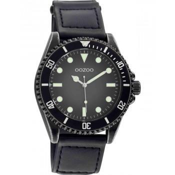 OOZOO Timepieces - C11012, Black case with Black Leather Strap 