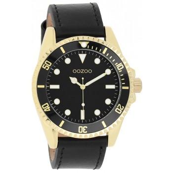 OOZOO Timepieces - C11115, Gold case with Black Leather Strap 