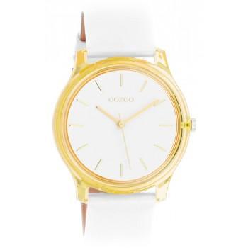 OOZOO Timepieces - C11136, Yellow case with White Leather Strap 