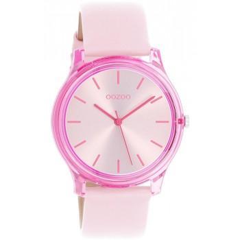 OOZOO Timepieces - C11138, Pink case with Pink Leather Strap 