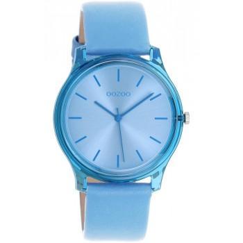 OOZOO Timepieces - C11140, Light Blue case with Light Blue Leather Strap 