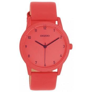 OOZOO Timepieces - C11172, Red case with Red  Leather Strap 