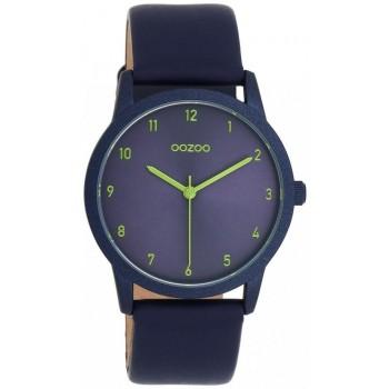 OOZOO Timepieces - C11174, Blue case with Blue Leather Strap 