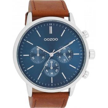 OOZOO Timepieces - C11200, Silver case with Brown Leather Strap 