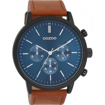 OOZOO Timepieces - C11202, Black case with Brown Leather Strap 