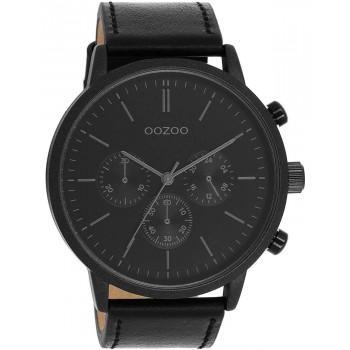 OOZOO Timepieces - C11203, Black case with Black Leather Strap 