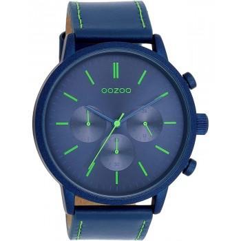 OOZOO Timepieces - C11205, Blue case with Blue Leather Strap 