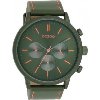 OOZOO Timepieces - C11206, Olive Green case with Olive Green Leather Strap 