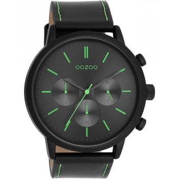 OOZOO Timepieces - C11208, Black case with Black Leather Strap 