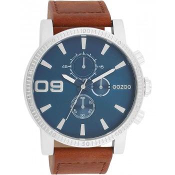 OOZOO Timepieces - C11210, Silver case with Brown Leather Strap 