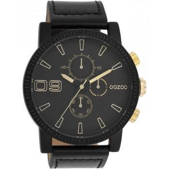 OOZOO Timepieces - C11212, Black case with Black Leather Strap 