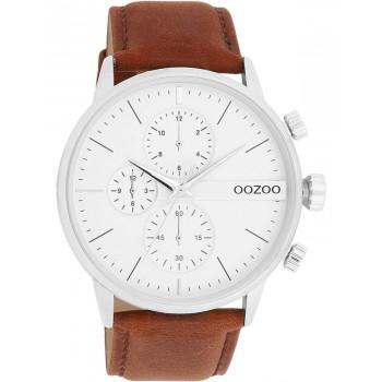 OOZOO Timepieces - C11220, Silver case with Brown Leather Strap 