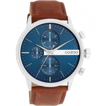 OOZOO Timepieces - C11221, Silver case with Brown Leather Strap 