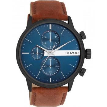 OOZOO Timepieces - C11222, Black case with Brown Leather Strap 