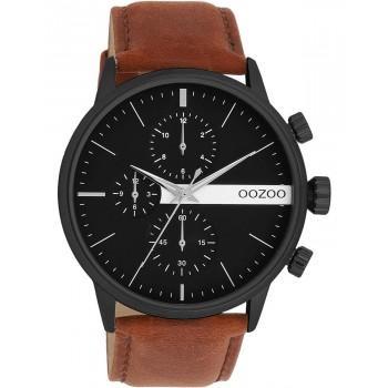 OOZOO Timepieces - C11223, Black case with Brown Leather Strap 