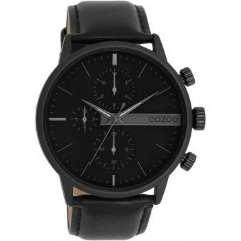 OOZOO Timepieces - C11224, Black case with Black Leather Strap 