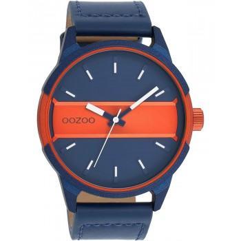 OOZOO Timepieces - C11232, Blue case with Blue Leather Strap 