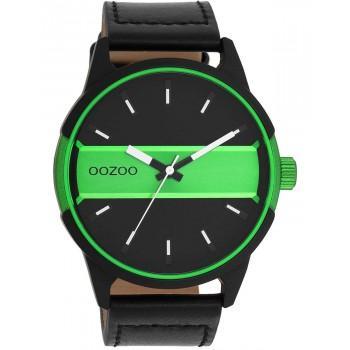 OOZOO Timepieces - C11234, Black case with Black Leather Strap 