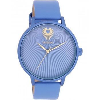 OOZOO Timepieces - C11246, Light Blue case with Light Blue Leather Strap 