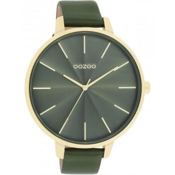 OOZOO Timepieces - C11257, Gold case with Green Leather Strap 