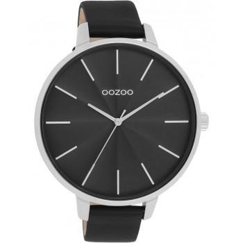 OOZOO Timepieces - C11258, Silver case with Black Leather Strap 