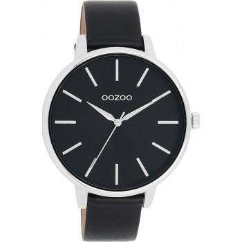 OOZOO Timepieces - C11293, Silver case with Black Leather Strap 