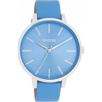 OOZOO Timepieces - C11296, Silver case with Blue Leather Strap 