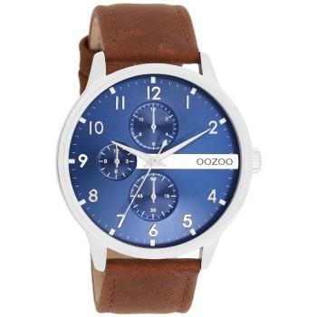 OOZOO Timepieces - C11306, Silver case with Brown Leather Strap 