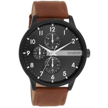 OOZOO Timepieces - C11307, Black case with Brown Leather Strap 