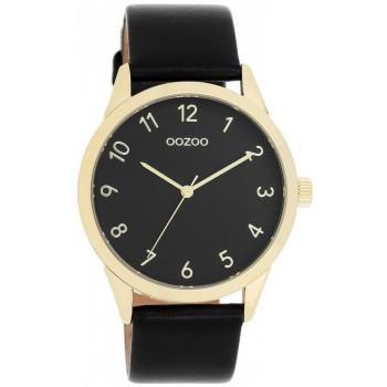 OOZOO Timepieces - C11329, Gold case with Black Leather Strap 