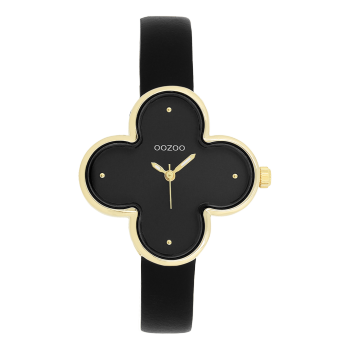 OOZOO Timepieces - C11524, Gold case with Black Leather Strap 