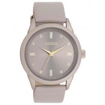 OOZOO Timepieces Crystals - C11287, Grey case with Grey Leather Strap 