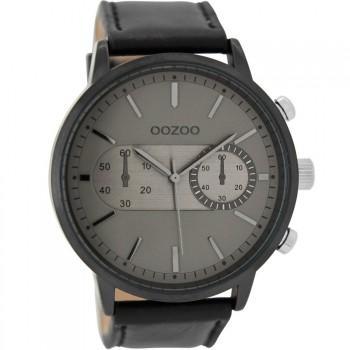 OOZOO Timepieces  XXL -  C9058, Black case with Black Leather Strap 