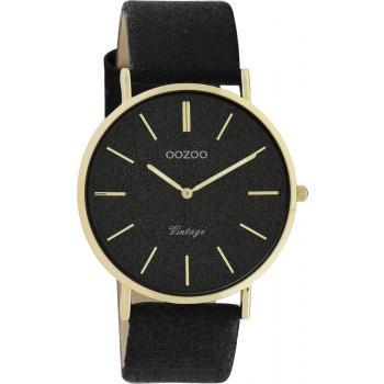 OOZOO Vintage - C20164,  Gold case with Black Leather Strap 