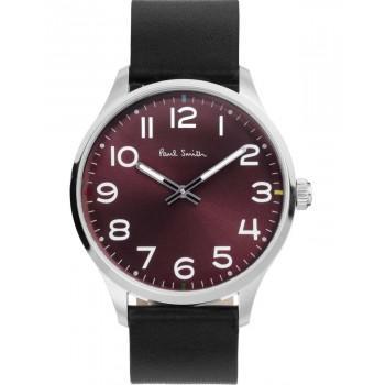PAUL SMITH Tempo - P10067,  Silver case with Black Leather Strap