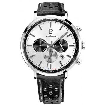 PIERRE LANNIER Baron Chronograph - 219G123  Silver case with Black Leather strap