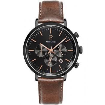 PIERRE LANNIER Baron Chronograph  - 222G434  Black case with Brown Leather strap