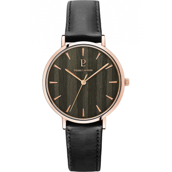 PIERRE LANNIER Nature - 018P993,  Rose Gold case with Black Leather strap