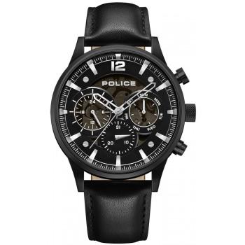 POLICE Driver II - PEWGF0040203,  Black case with Black Leather Strap