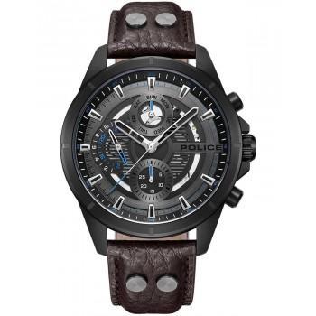 POLICE Malawi - PEWJF0004602,  Black case with Brown Leather Strap