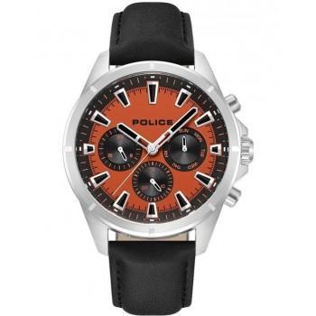 POLICE Malawi - PEWJF0005804,  Silver case with Black Leather Strap