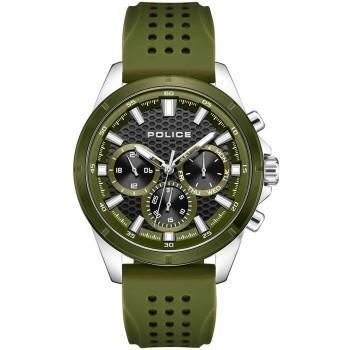 POLICE Motion - PEWJQ2204111,  Silver case with Khaki Rubber Strap