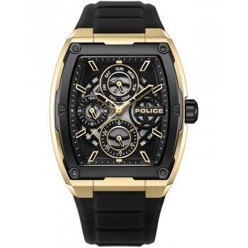 POLICE Creed - PEWJQ0004540,  Gold & Black case with Black Rubber Strap