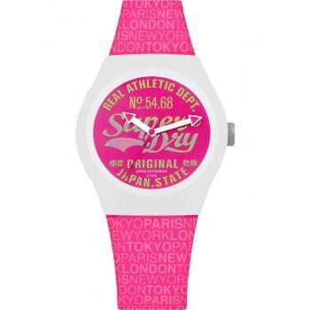 SUPERDRY Urban Paradise  - SYL249P,  White case with Fuchsia Rubber Strap